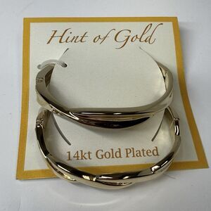 Hint Of Gold 14k Gold Plated Set Of Two Hinge Clamper Bangle Bracelets New